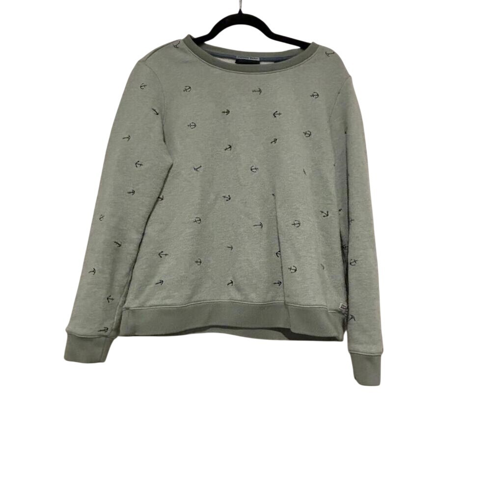 Women's Scotch and Soda olive green w/ anchors nautical sweatshirt sz L #1396